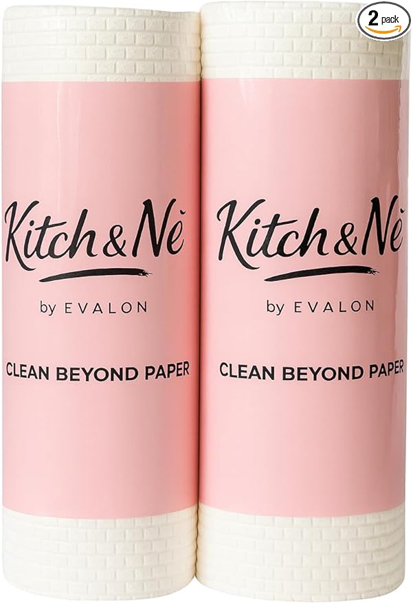Reusable Cleaning Cloths – Lint-Free Ultra Absorbent Non-Woven Kitchen Cleaning Towels, Reusable Cleaning Wipes Roll, 2 Rolls, 100 Sheets, 25×25 cm, Durable Multi-Purpose Household Cloths – Kitch&Nê
