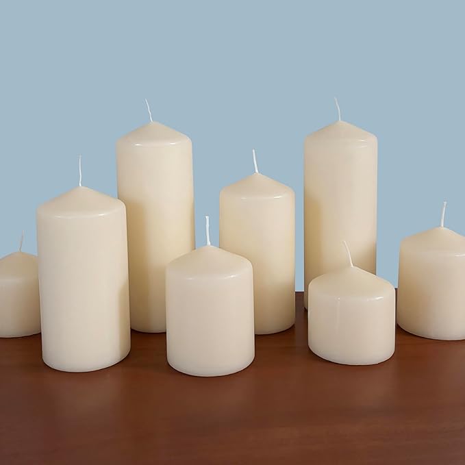 Stonebriar Unscented Pillar Candles – 80 Hour Burn Time, Long-Lasting Wax Candles for Weddings, Holidays, Home Décor & Special Events, Pack of 6, Ivory, 3" x 3