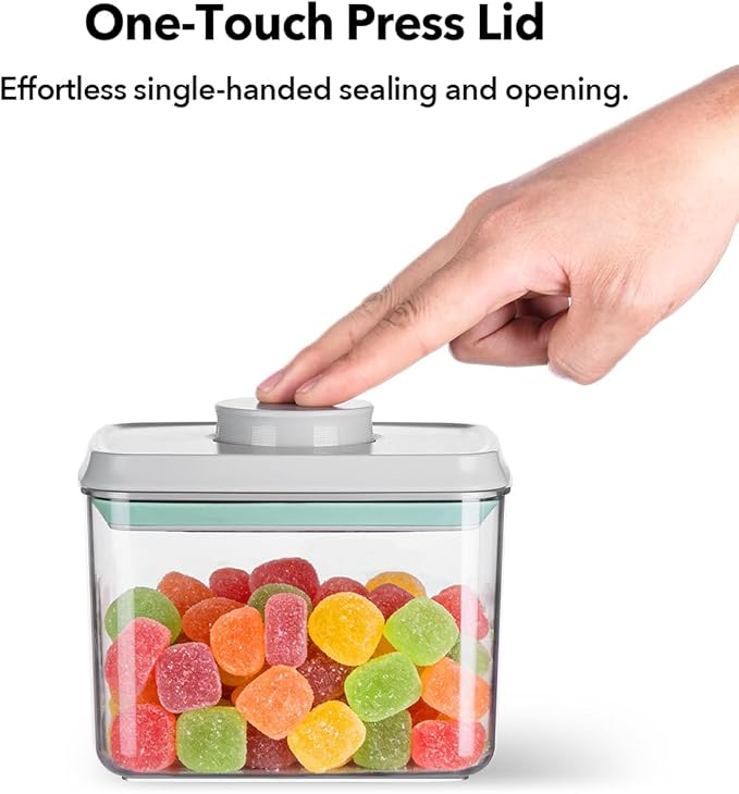 Airtight Food Storage Containers Set with One-Touch Lid, 6-Piece Multi-Size Set (0.6, 1.3, 1.9Qt)*2 Stackable Durable PET for Flour, Cereal, Snacks & Complete Pantry Organization
