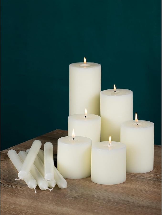 CANDWAX Ivory Taper Candles Pack of 4 - Slow Burning Dripless Unscented Straight Candles 12 inch - Ideal for Dinner Table - Smokeless Long Candlesticks