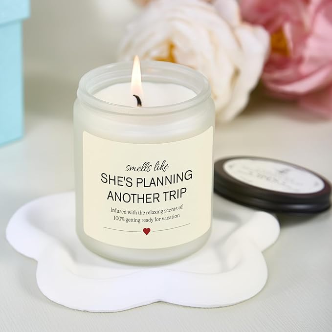 Kosmickiss Best Travel Gifts for Women, Lavender Soy Wax, Funny Gift for Travelers Women, Vacation, Travel Gift for Her, Sister, Friends