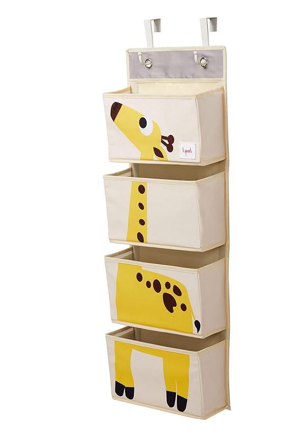 3 Sprouts Over The Door Baby Organizer - Essential Newborn Nursery Storage, Toy Organizer for Room and Closet - Bedroom Storage - Hooks Included, Giraffe