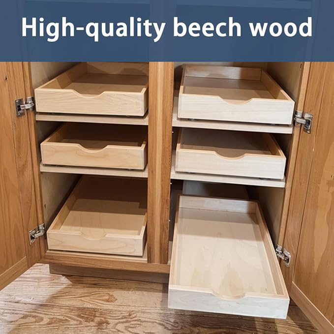 Pull Out Cabinet Drawers - 6x2 Size Options (12-23'W,18-21'D), Pre-Assembled with Soft Close Slides, Solid Beechwood, Easy Installation(12'W x 18'D)