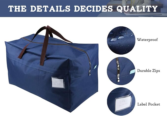 iwill CREATE PRO 100L House Moving Organizer Bags, College Dormitory Storage Bags, Traveling Duffel Tote Storage Bag, Blue