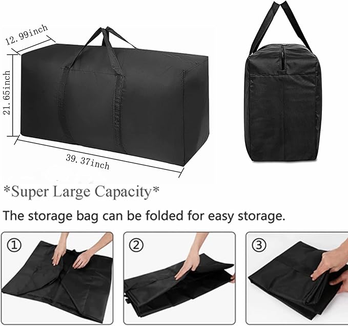 Extra Large Storage Bag for Moving Travel Bag Waterproof Large Moving Bag with Double Zippers and Reinforced Handles Large Capacity Duffle Bag for Moving Traveling Home Storage Packing, 2X160L, 39.37