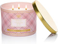 M&SENSE Plaid Pattern 3 Wick Soy Candles,11.64 oz Large Saltwater Rose Scent Candle for Relaxation, Gifting, Home Décor | for Bedroom, Office, Party
