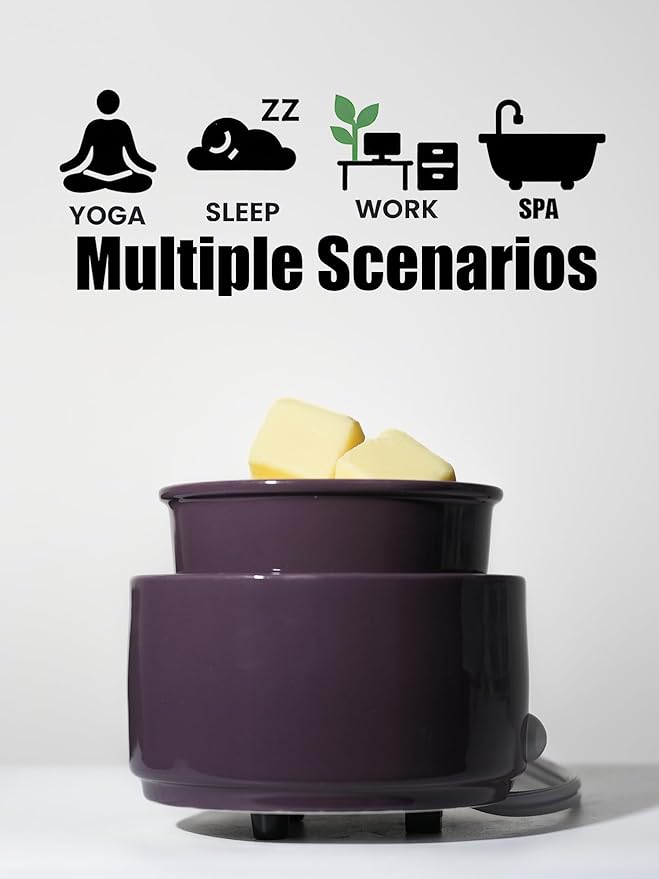 Ceramic Electric Wax Melt Warmer & Cube Oil Melter Cute Small Warmers Aromatherapy for Home Decorative Burner Melts Scented Candle Tart Scent Warm Fragrance (Purple)