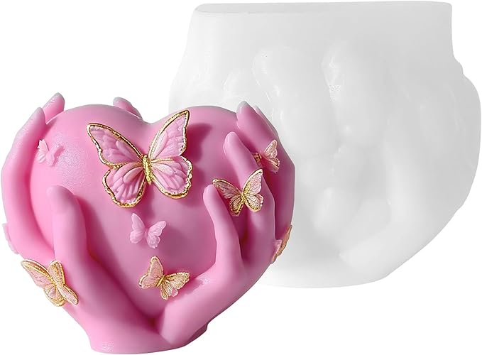 Valentine Heart Candle Mold,3D Handheld Heart Candle Silicone Molds, Silicone Mold for Candle Making, DIY Handmade Soap, Resin Crafts, Home Decor, Valentine's Day Gift