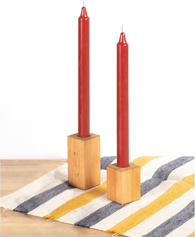 CANDWAX Red Taper Candles Pack of 12 - Slow Burning Dripless Unscented Straight Candles 12 inch - Ideal for Dinner Table - Smokeless Long Candlesticks