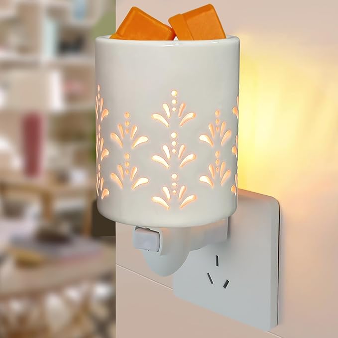 Plug in Wax Warmer for Scented Wax melt Warmer scentsy Plug in Wax melt Warmer Electric Candle Warmer Home Decor Gifts for Women(White Porcelain Fountain)