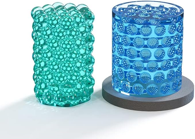 2Pcs 3D Bubble Candle Molds, Silicone Cylinder & Cube Molds for DIY Candle & Soap Craft Making
