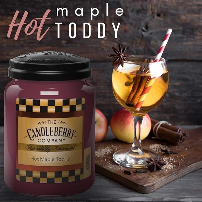 Candleberry Candles Hot Maple Toddy | Strong Fragrances for Home | Hand Poured in The USA | Highly Scented | 135 Hour Burn Time | Large Jar