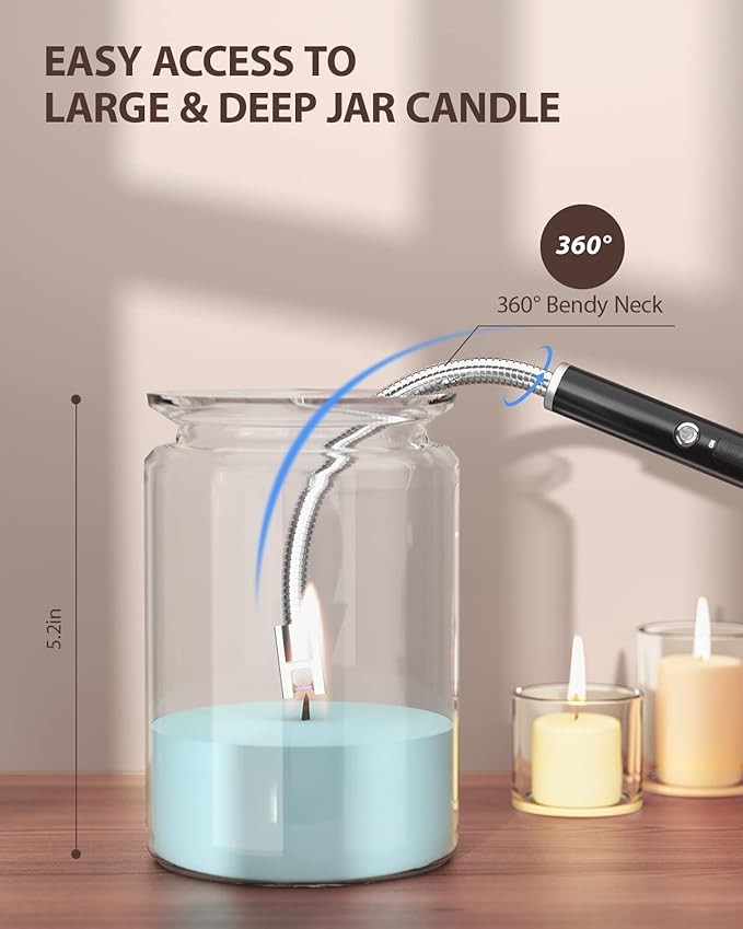 RONXS Electric Lighter - Rechargeable Type C with LED Display, Flexible Neck Plasma Arc Lighter for Fireworks, Gas Stove, BBQ