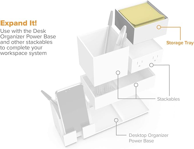 Bostitch Office Konnect Desk Organizer Accessory Tray, Stacks for Desktop Storage, White