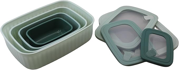 Set of 4 BPA Free Food Storage Containers with Vented Lids Assorted Sizes, Microwave & Freezer Safe, Leftovers, Meal Prep, Fridge Organization Dry Grains Storage by Dependable Industries Inc. (Green)