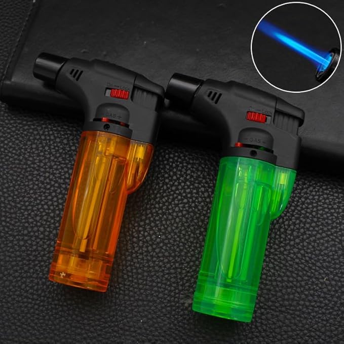Torch Lighters 5 Pack Butane Refillable Jet Flame Torch Lighter Multi Utility Lighter Blow Windproof Torch for Candle Fireplace Camping Grill BBQ(Fuel Not Included)