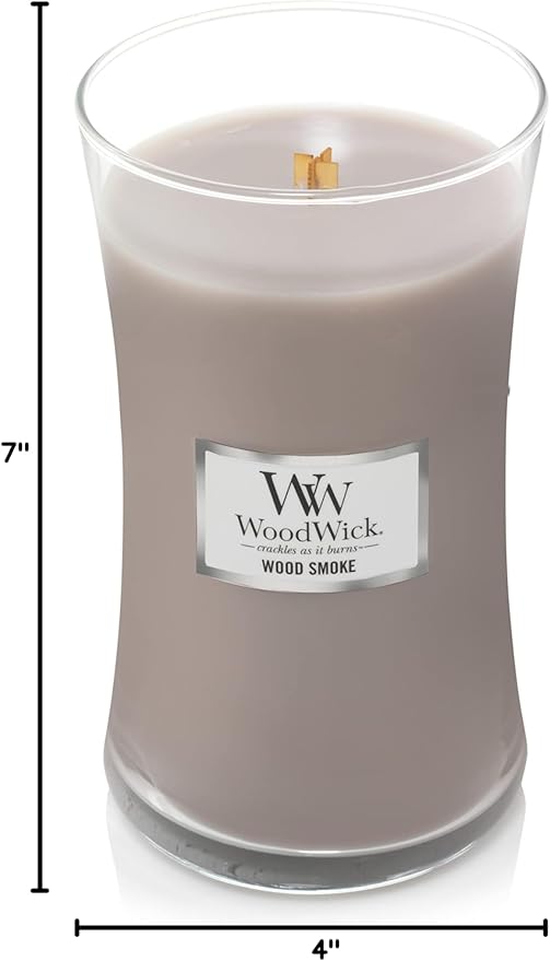 WoodWick Wood Smoke Holiday Candle Gifts for Women and Men, 21.5 oz Large Hourglass Candle with Crackling Wick