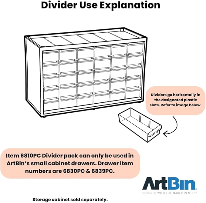 ArtBin 6810PC Divider 10-Pack for ArtBin 6830PC Store In Drawer Cabinet, Organizer Accessory, Pack of 10