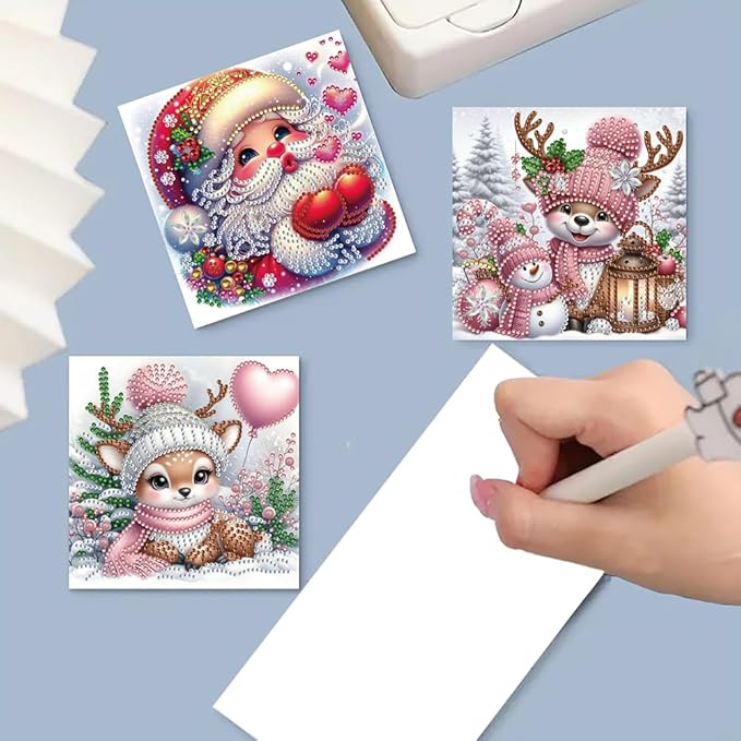 6PCS Christmas DIY Art Greeting Cards Congratulations Cards & Gifts – DIY 5D Diamond Painting Kit, Sparkling Crystal Rhinestone Art, Handmade Home Decor & Gift