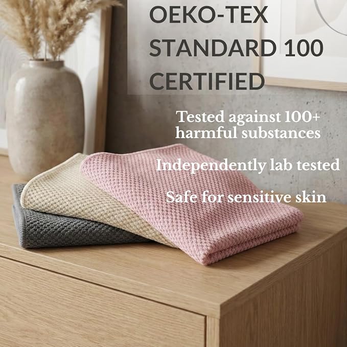Solyra Oeko-Tex Certified Microfiber Cleaning Cloths – Non-Toxic, Safe for Family & Pets – 6 Pack Kitchen Rags for Counter – 12x12 in, Lint-Free, Absorbent Dish Towels, Dusting Cloths