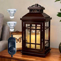 Candle Warmer Lamp with Timer, Farmhouse Enclosed Lantern Style for Jar Candles Under 4" in Diameter, Dimmable Auto Shut-Off Flameless Lamp, Housewarming Gift with 2 Bulbs (Coffee Gold & Black)
