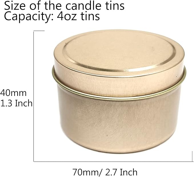 Unixing 24Pcs 4oz Candle Tins for DIY Candle, Metal Candle Container Tins for Candle Making Dark Blue Light Blue Champagne Rose Gold Container Tins