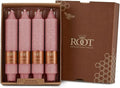 Root Candles Unscented Dinner Candles Premium Beeswax Blend Boxed Candle Set, 7-Inch, Dusty Rose, 4-Count