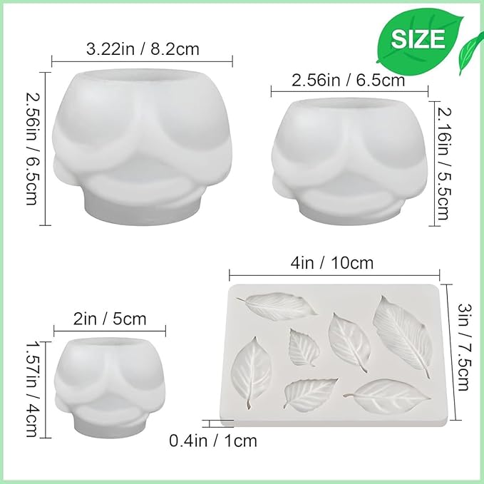 4PCS Rose & Leaf Candle Molds, 3D Flower Silicone Molds for Candles Epoxy Resin Casting Wax Soap Clay Plaster Home Decoration Handmade Gift