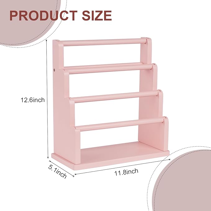 Emfogo Bracelet Holder, 4 Tier Bracelet Organizer Storage for Bracelets Bangles Watch Scrunchies, Rustic Wood Jewelry Organizer Display for Home, Vendors, Craft Shows and Store(Pink)