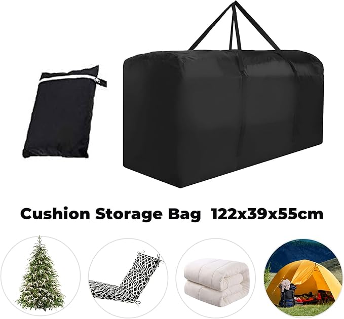 Outdoor Cushion Storage Bag Waterproof Extra Large Protective Zippered Patio Cushion Storage Bags Furniture Storage Bag with Handles, 48 Inches L x 15 Inches W x 22 Inches H 1 Pack