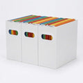 Hanging File Organizer Box, 3 Pack White Cardboard File Folder Holder for Letter Size, Portable Desk Document Storage with Handles, for Office,Home,School