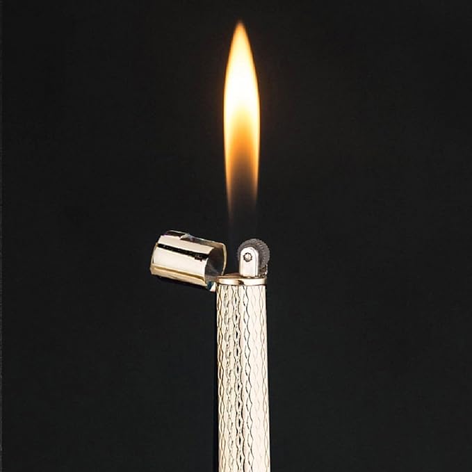 Lighter Cigarette Shaped Butane Refillable Fire Starter with Back-up Flints Gifts for Men Women Lady (Excluding Butane) (Golden)