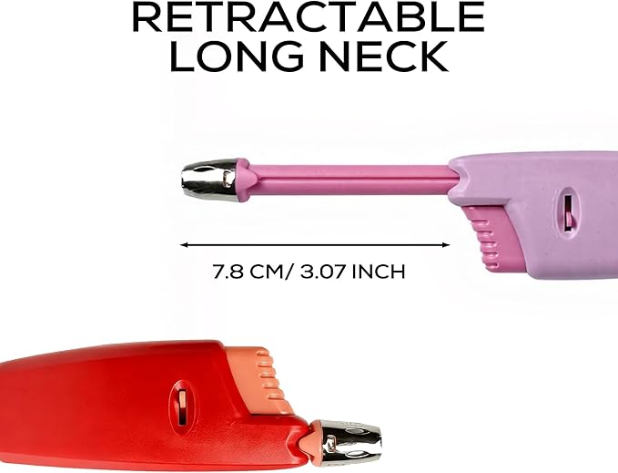 Navpeak Candle Lighter Long Neck Adjustable Lighters Butane Gas Refillable Plastic Lighter Kitchen Igniter (5 Pack) (Butane Included)