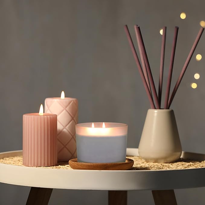 SUPMIND 16oz 3 Wick Candle Jars 6 Pack - Large Empty Frosted Glass Candle Making Jars with Bamboo Lids, with Stickers and Labels, Bulk Candle Containers for Making Candles
