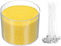 MECCANIXITY Pearled Sand Candles with 20 Pcs Wicks 7Oz / 200g Candle Beads Refillable Powder Sand Wax Making Kit for Thanksgiving Christmas Wedding Party DIY Home Crafts, Yellow