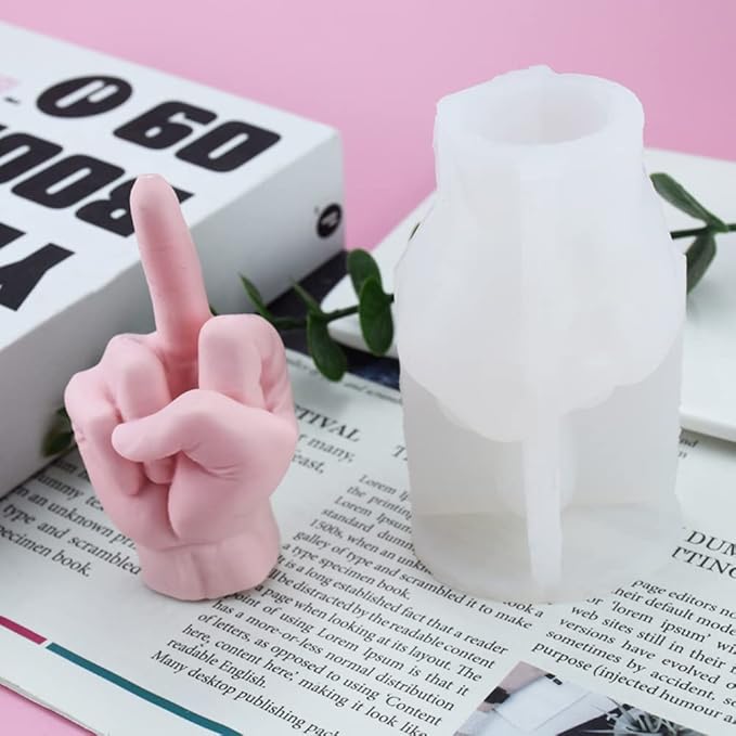 3D Hand Shaped Silicone Mold for Candle Making, Gesture Candle Mold,Middle Finger Shaped Resin Casting Mould for Making Candle Baking Soap Wax Cake Mousse Ice Cream
