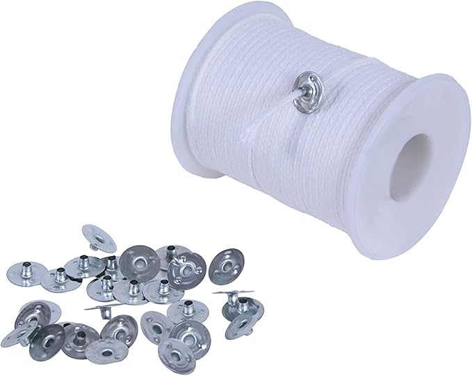 Candle Wick,200 Ft 35 PLY Candle Wicks Roll,Candle Wicks for Candle Making with Wick Stickers,Wick Holders,and Wick Bases.（35 PLY）