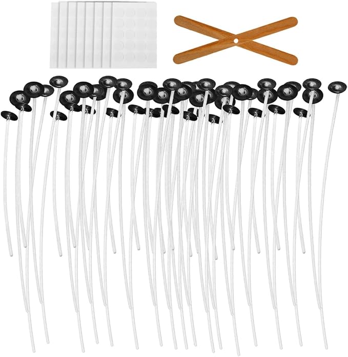 DIY Candle Making Kit with Candle Wicks Wick Stickers and Wooden Holders for Beginners and Home Crafting Projects
