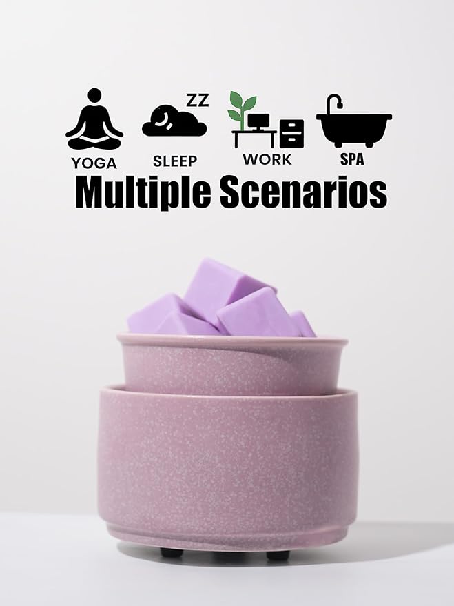 Ceramic Electric Wax Melt Warmer & Cube Oil Melter Cute Small Warmers Aromatherapy for Home Decorative Burner Melts Scented Candle Tart Scent Warm Fragrance (Light Purple)