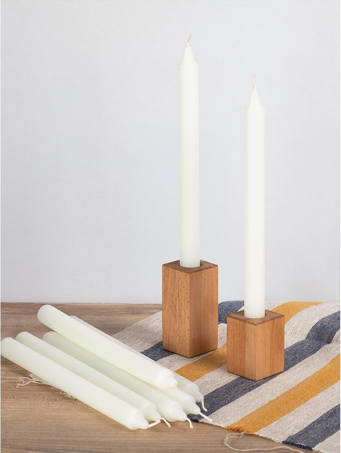 CANDWAX Ivory Taper Candles Pack of 4 - Slow Burning Dripless Unscented Straight Candles 12 inch - Ideal for Dinner Table - Smokeless Long Candlesticks
