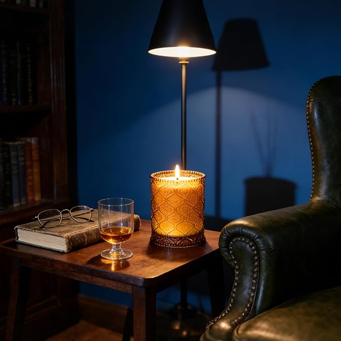 Amber Kiss Luxury Scented Jar Candle - Natural Soy Wax Gift Candles for Men Women, 50-Hour Burn Cozy Candle for Home, Amber Scented Jar Candles Elevated Home Décor