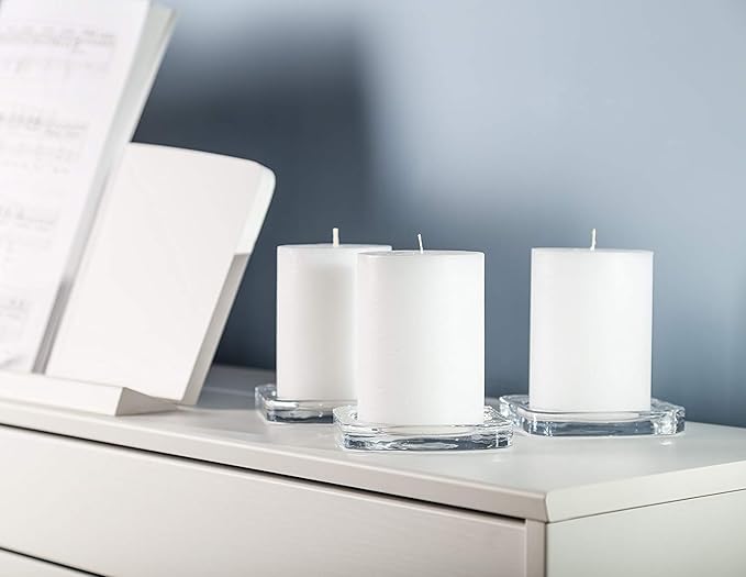 Melt Candle Pillar Candles, 3 Pack - Unscented Candles for Home, Church, Weddings, & More - 3" x 4", White
