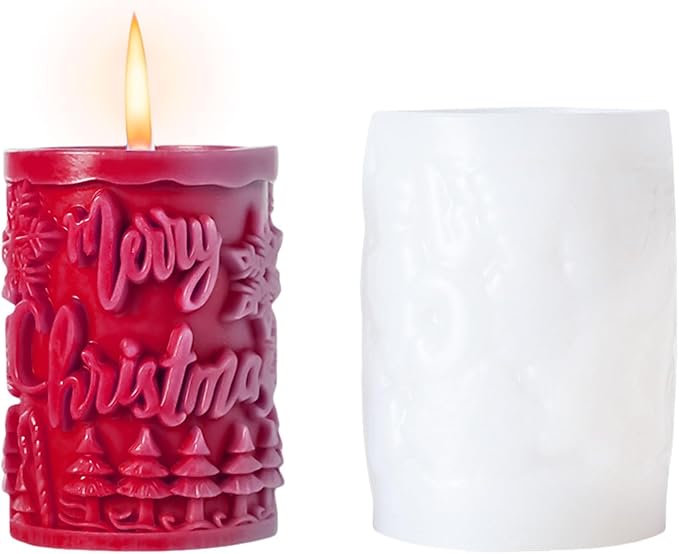 Elk Candle Moulds for Candle Making, Deer Pattern Pillar Candle Mold, Christmas Reindeer Silicone Mold for Soy Wax Candle, Aromatherapy Candle, Gypsum, Plaster, Home Decor (Merry Christmas Molds)
