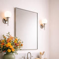TEHOME Chrome Bathroom Vanity Mirror with Squared Corners, 20x28'' Silver Rectangle Stainless Steel Metal Framed Mirror for Bathroom