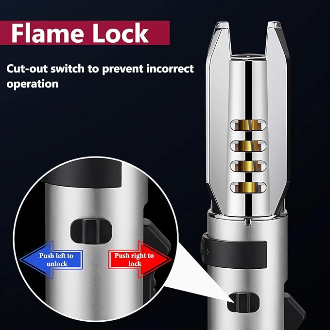 Large Torch Lighter, Windproof Butane Lighters with Flame Adjustable, Refillable, Jet Flame, Flame Switch Lock, Cool Lighter for Men.(Gas Not Include)