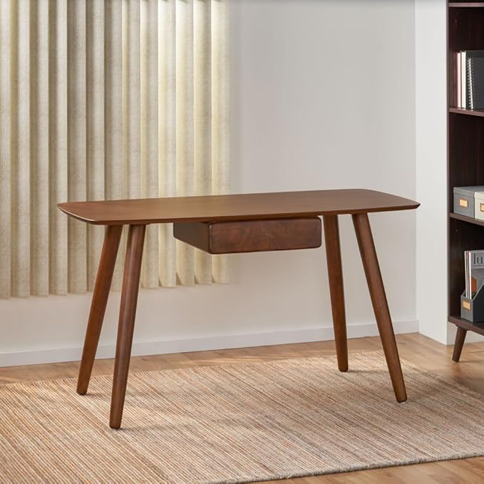 L Shaped Computer Desk with Drawers Modern Home Office Workstation Study Writing Table Walnut Color Gaming Desk for Bedroom