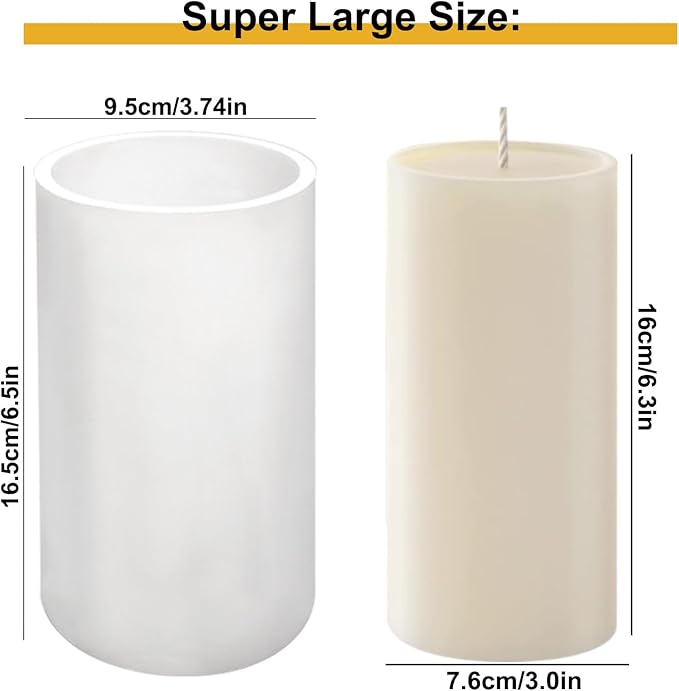 Large Silicone Cylinder Candle Mold - Pillar Candle Making Mold (16.9cm x 9.5cm/6.5" x 3.74")