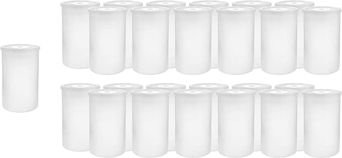 EISCO 25 Pack - Empty Film Canisters, 2 x 1.25 - Tight Sealing Lid - High Density Polyethylene Labs