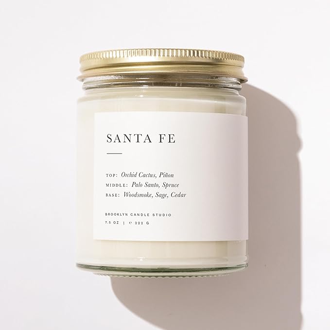 Brooklyn Candle Studio Santa Fe Jar Candle - Luxury Scented Candle, Vegan Soy Wax, Hand Poured in The USA, 50 Hour Slow Burn Time - 7.5oz