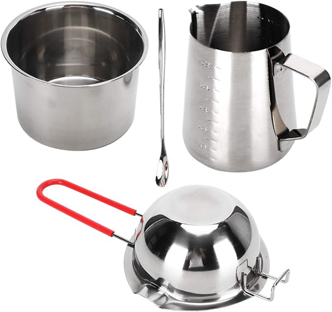 SparkFeng Candle Making Kit, DIY Candle Tools Set with Double - Nozzle Melting Pot, Stainless Steel Wax Pouring Furnace for Aromatic Craft, Includes 550ml Inner Cup and Mixing